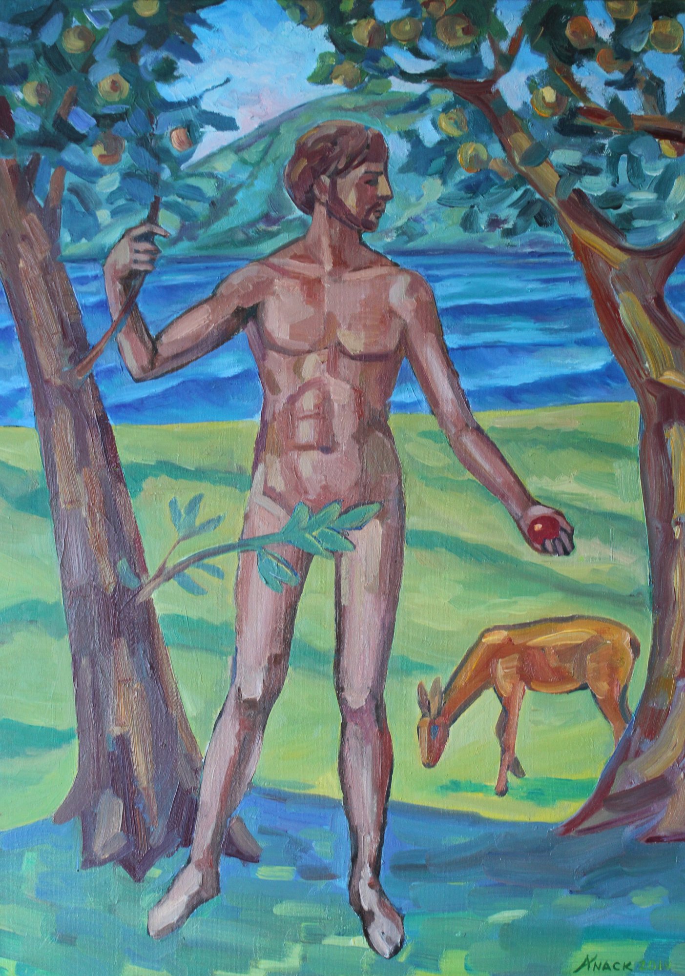 Kunstmalerei "Adam"  Künstler: Andrej Knack Jahr: 2019 Technik: Öl auf Leinwand Größe: ca. 70 × 50 cm