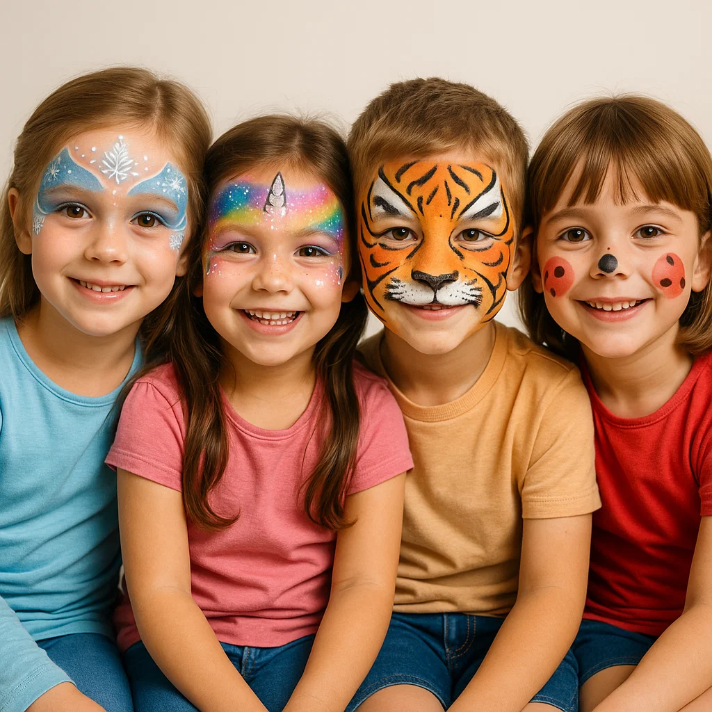 Kinderschminken belibte Motiven - Elsa, Einhorn, Löwe, Marienkäfer