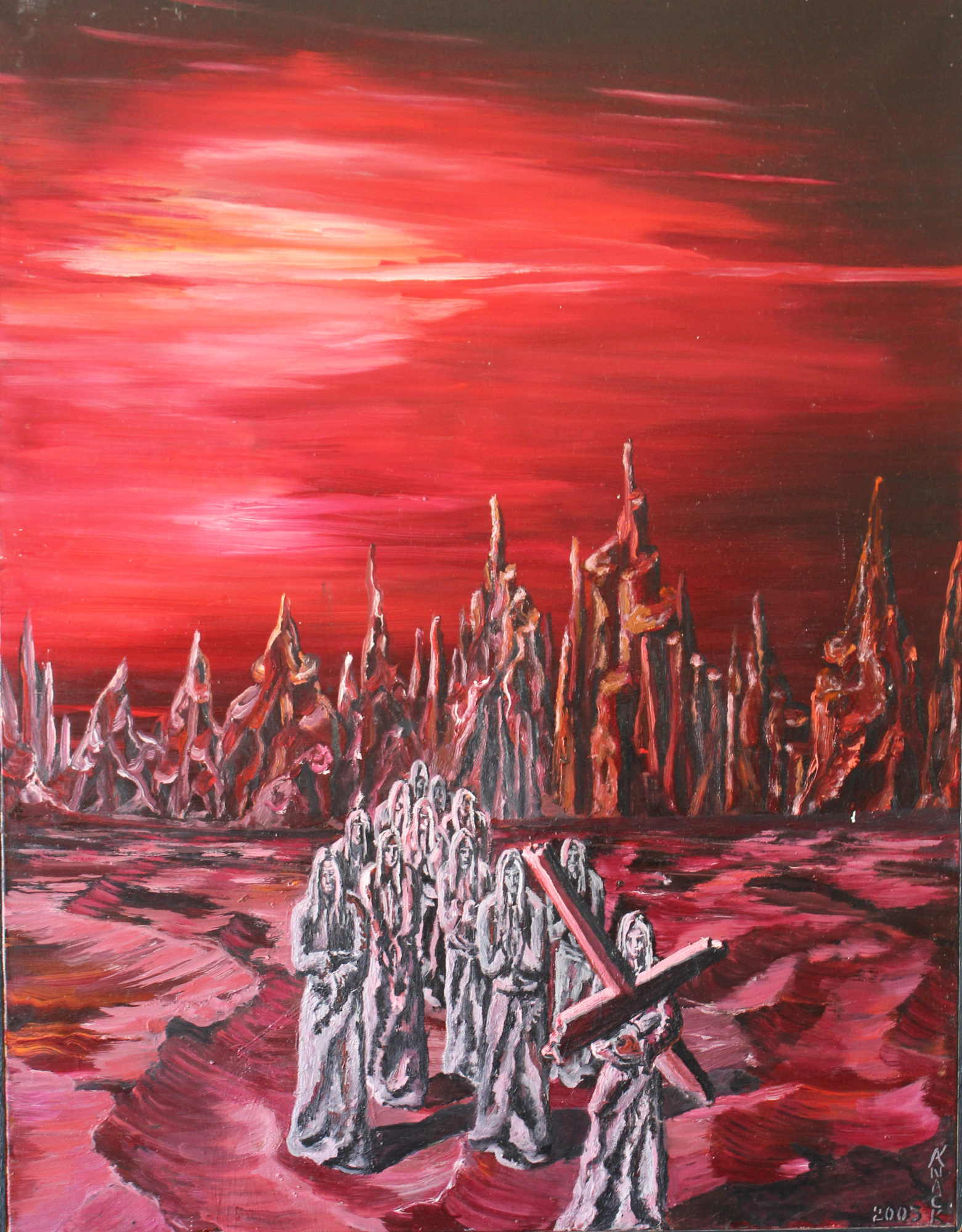 Die in die falsche Richtung gehen  Künstler: Andrej Knack Jahr: 2003 Technik: Öl auf Leinwand Größe: ca. 80 × 60 cm