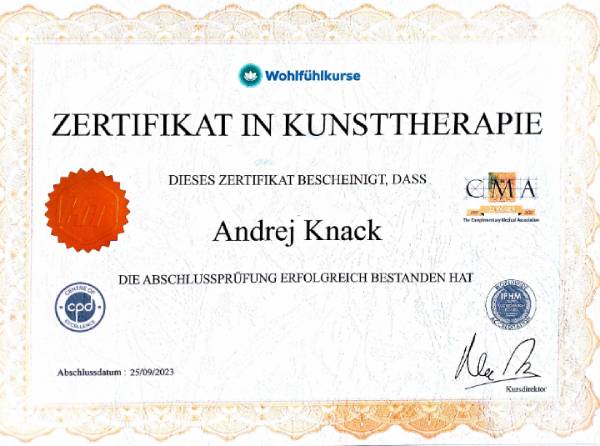Zertifikat in Kunsttherapie Andrej Knack